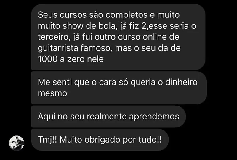 Print original do depoimento de aluno 12